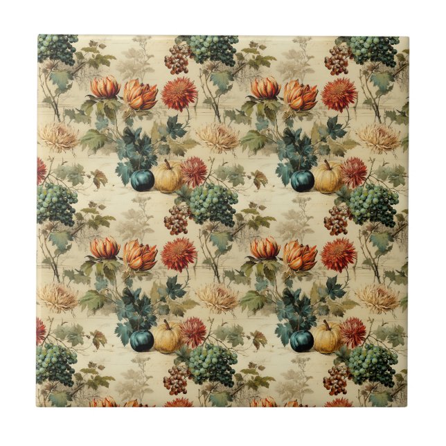 Floral Thanksgiving Vintage Pattern (2) Tile (Front)