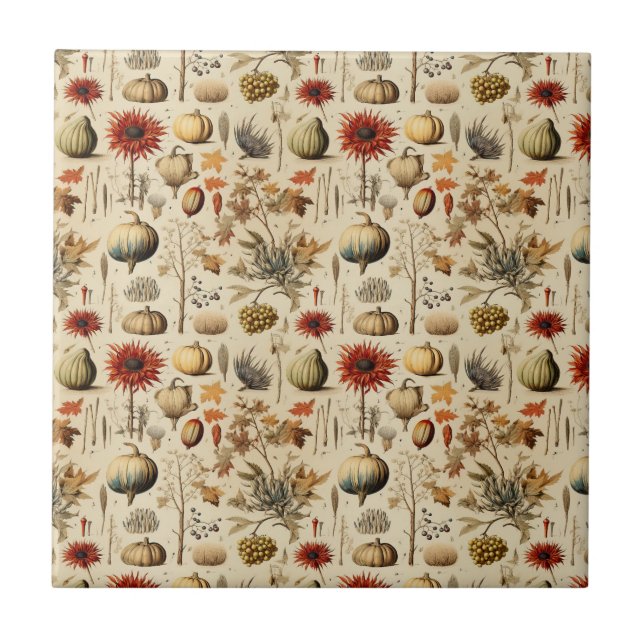 Floral Thanksgiving Vintage Pattern (3) Tile (Front)