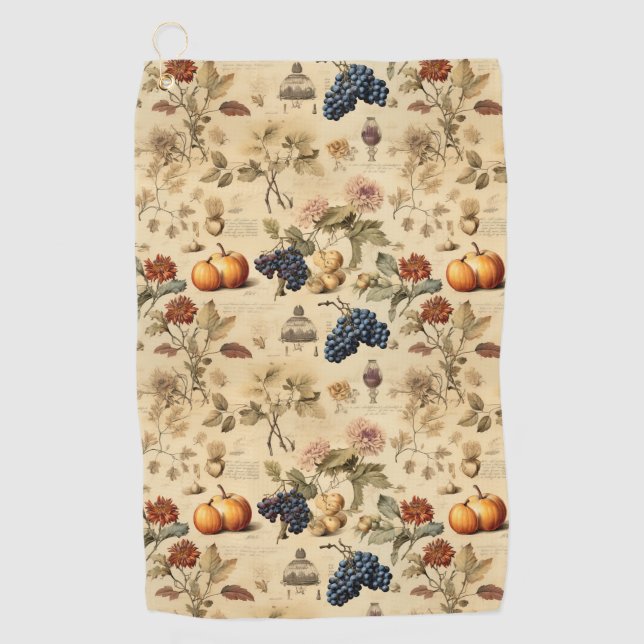 Floral Thanksgiving Vintage Pattern (4) Golf Towel (Front)