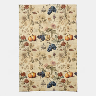 Floral Thanksgiving Vintage Pattern (4) Kitchen Towel