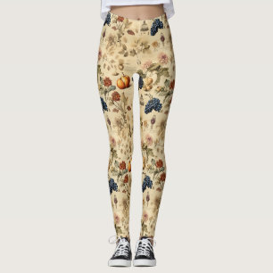 Floral Thanksgiving Vintage Pattern (4) Leggings