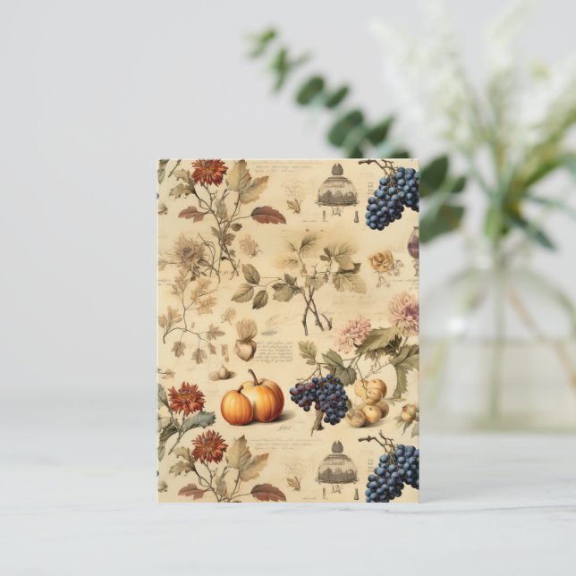 Floral Thanksgiving Vintage Pattern (4) Postcard (Standing Front)