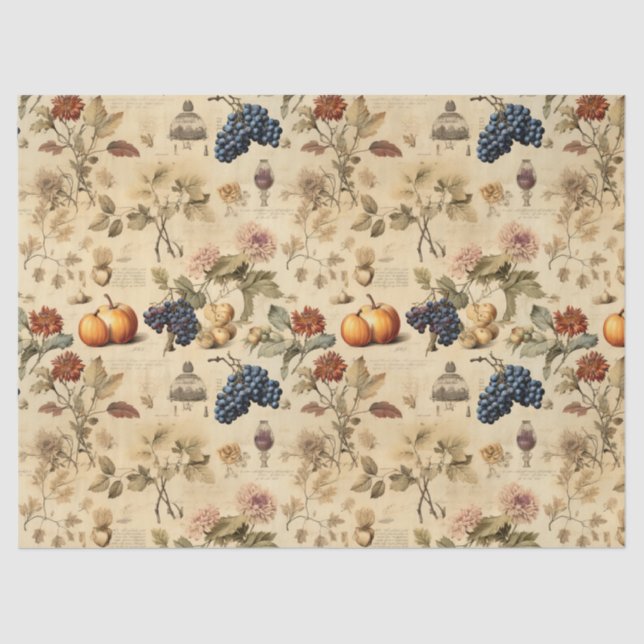 Floral Thanksgiving Vintage Pattern (4) Tissue Paper (Front)