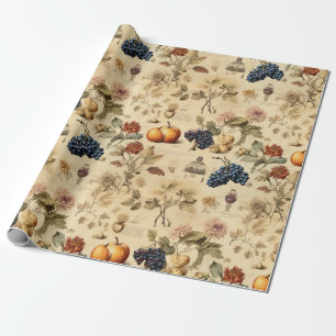 Floral Thanksgiving Vintage Pattern (4) Wrapping Paper