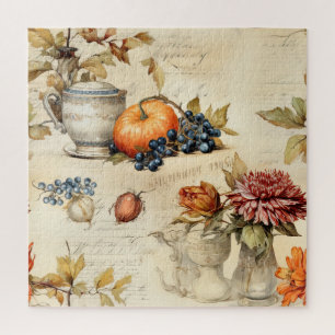 Floral Thanksgiving Vintage Pattern (7) Jigsaw Puzzle