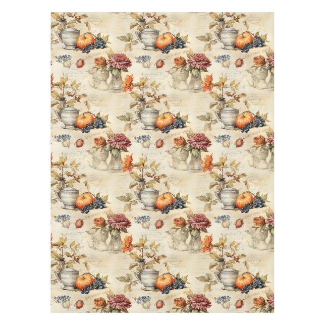 Floral Thanksgiving Vintage Pattern (7) Tablecloth (Front)