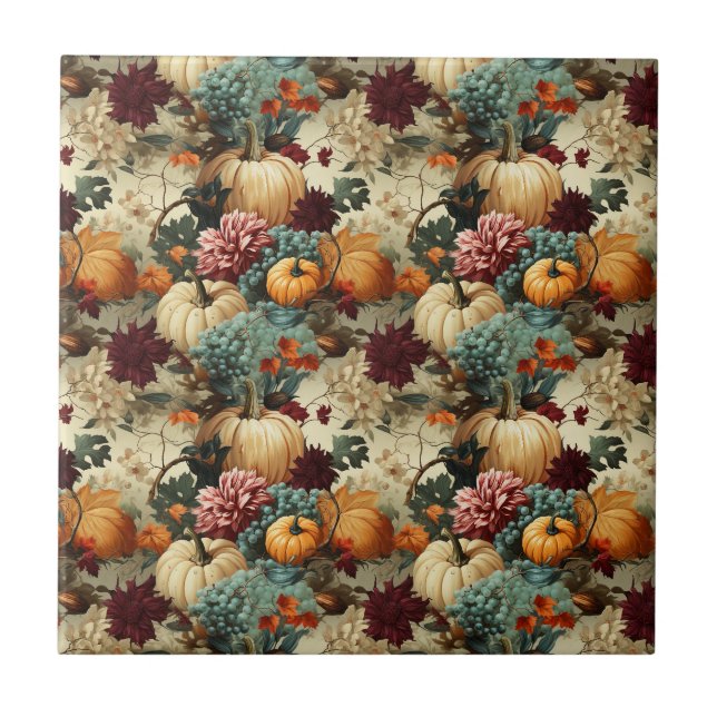 Floral Thanksgiving Vintage Pattern (8) Tile (Front)