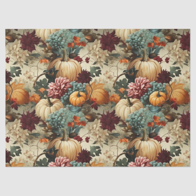 Floral Thanksgiving Vintage Pattern (8) Tissue Paper (Front)