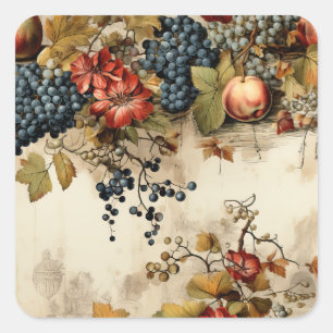 Floral Thanksgiving Vintage Pattern (9) Square Sticker