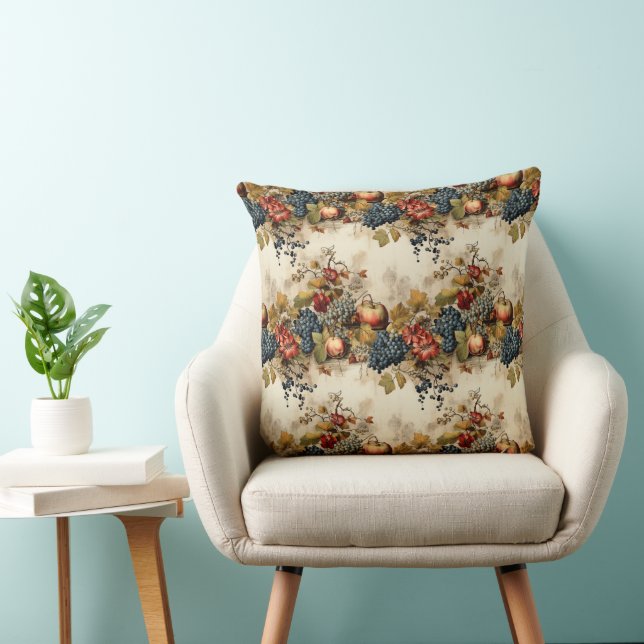 Floral Thanksgiving Vintage Pattern (9) Throw Pillow (Chair)