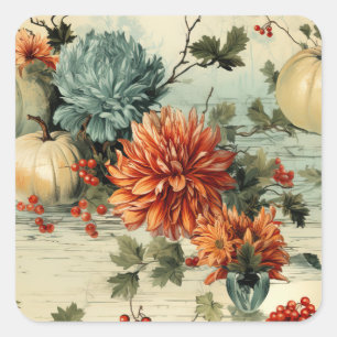 Floral Thanksgiving Vintage Pattern Square Sticker