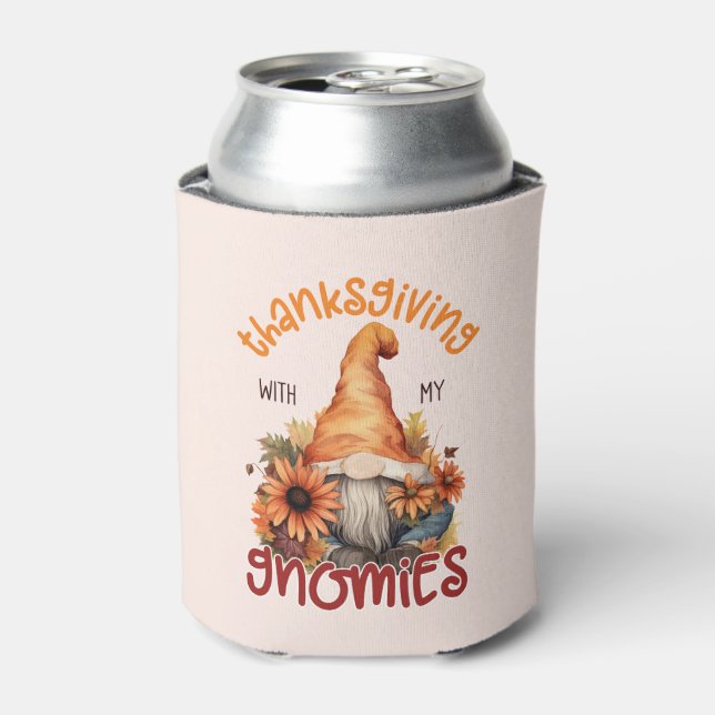 Floral Thanksgiving with my Gnomies  Can Cooler (Can Front)