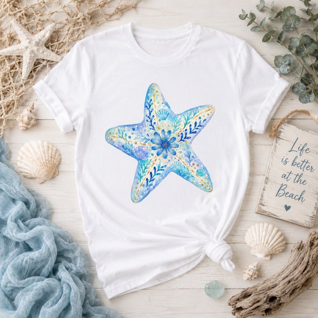 Floral Theme Pottery Art Starfish T-Shirt (Creator Uploaded)