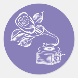 floral theme retro jazz imagination  classic round sticker