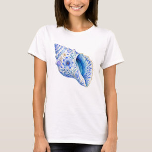 Floral Theme Seashell Art T-Shirt