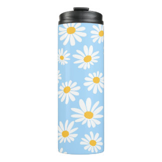 Floral thermal mug, daisy flowers thermal tumbler