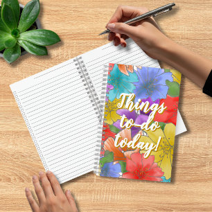 Floral Things To-Do Today! Checklist Notebook