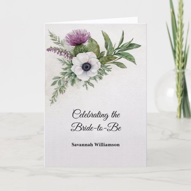 Floral Thistle Bridal Shower  Card (Front)