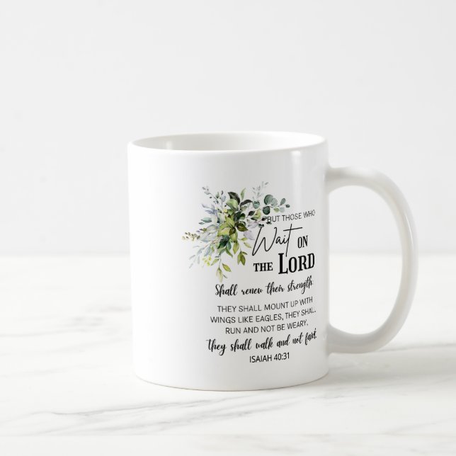 Floral Those Who Wait On The Lord Bible Verse Chri Coffee Mug (Right)