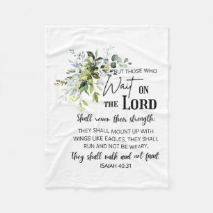 Floral Those Who Wait On The Lord Bible Verse Chri Fleece Blanket
