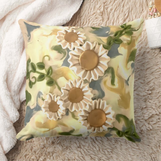 Floral Throw Pillow (Blanket)