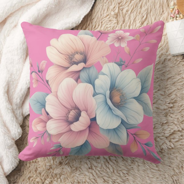 Floral Throw Pillow (Blanket)