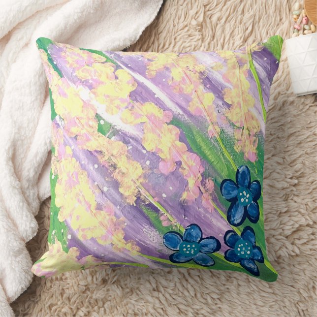 Floral Throw Pillow (Blanket)