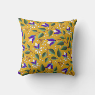 Floral throw pillow in Yellow and Purple