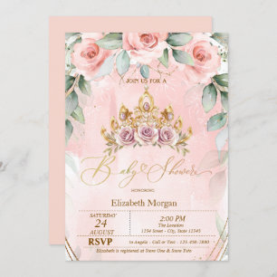 Floral Tiara Roses Baby Shower Invitation