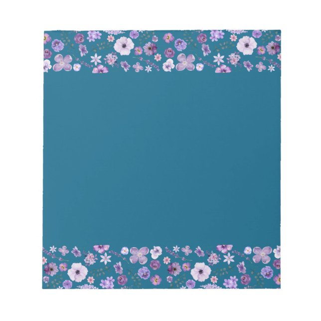 Floral Tide Notepad - Deep Teal Border Luxe (Front)