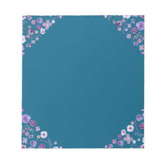Floral Tide Notepad - Deep Teal Corner Elegance