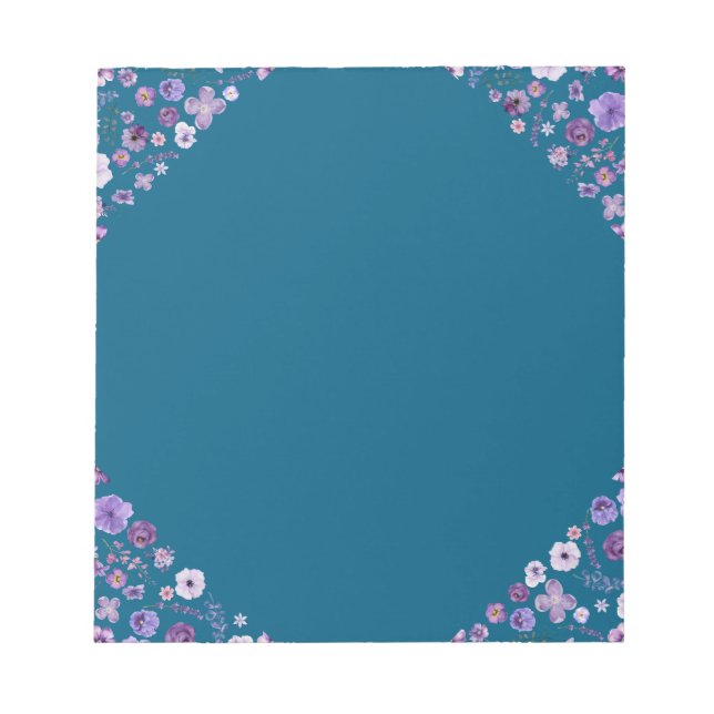 Floral Tide Notepad - Deep Teal Corner Elegance   (Front)