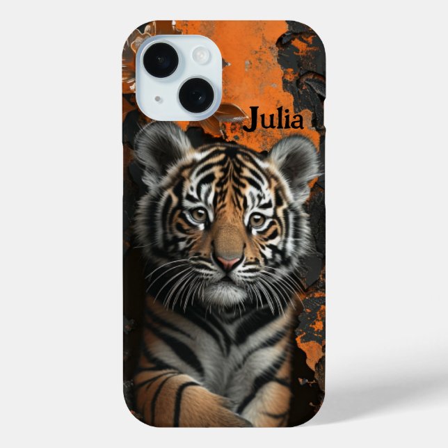 Floral tiger 3D with Custom Name Case-Mate iPhone Case (Back)