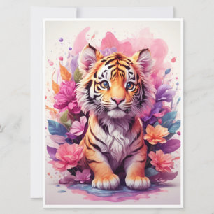 Floral Tiger Mug - Pink Tiger Coffee Mug - Spirit  Invitation
