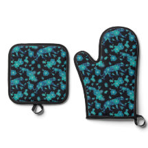 Floral Tiger Pot Holder & Oven Mitt