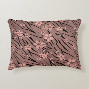 Floral tiger print accent pillow