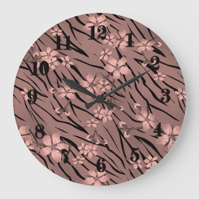 Floral tiger print large clock (Front)