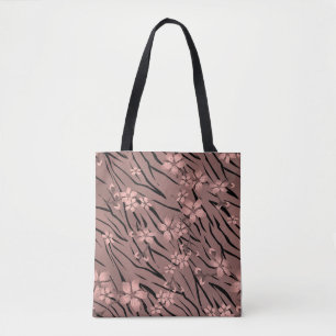Floral tiger print tote bag