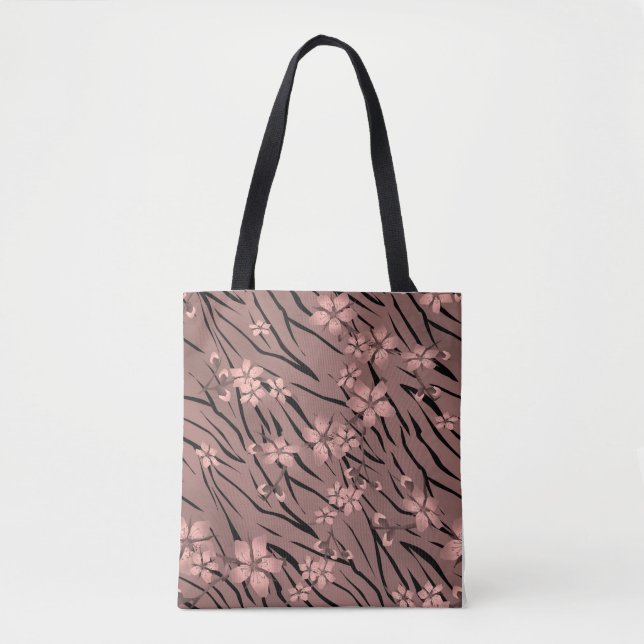 Floral tiger print tote bag (Front)