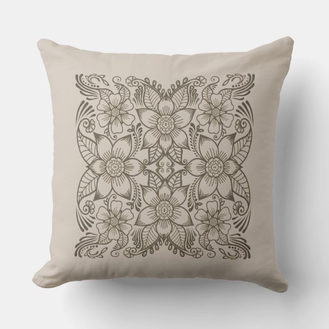 Floral Tile Outdoor Pillow (Front)