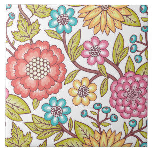 floral tiled pattern ceramic tile