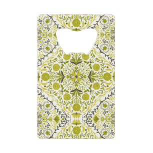 Floral tiles in green credit card bottle opener