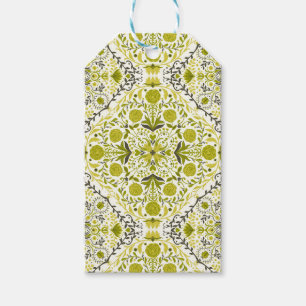 Floral tiles in green gift tags