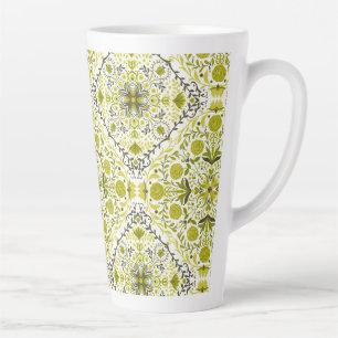 Floral tiles in green latte mug