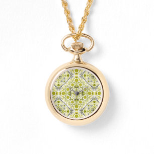 Floral tiles in green watch
