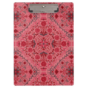 Floral tiles in red and watermelon pink clipboard