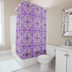 Floral tiles in violet and cotton candy pink