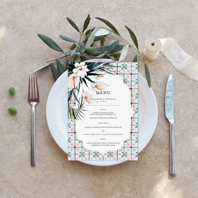Floral Tiles | Moroccan Tropical Wedding Menu (Creator Uploaded)