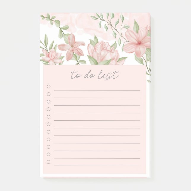 Floral To Do List  Post-it Notes (Front)