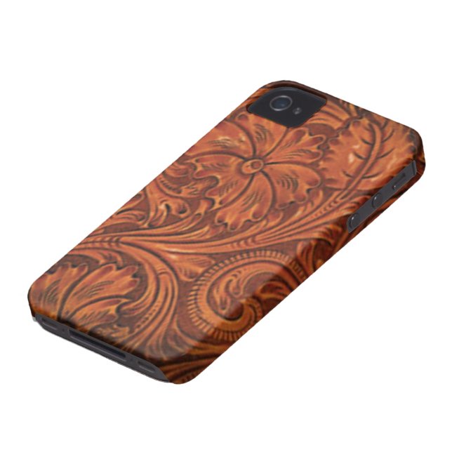 floral tooled leather style iphone Case-Mate iPhone case (Bottom)